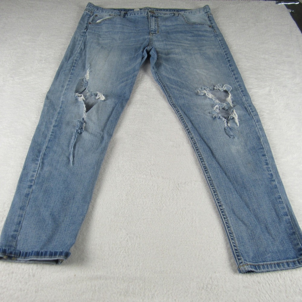 Mossimo Skinny Boyfriend Jeans Womens 14 Blue Distressed‎ Ripped Denim